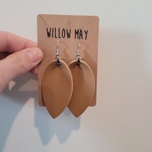 Willow May Taupe Faux Leather Earring